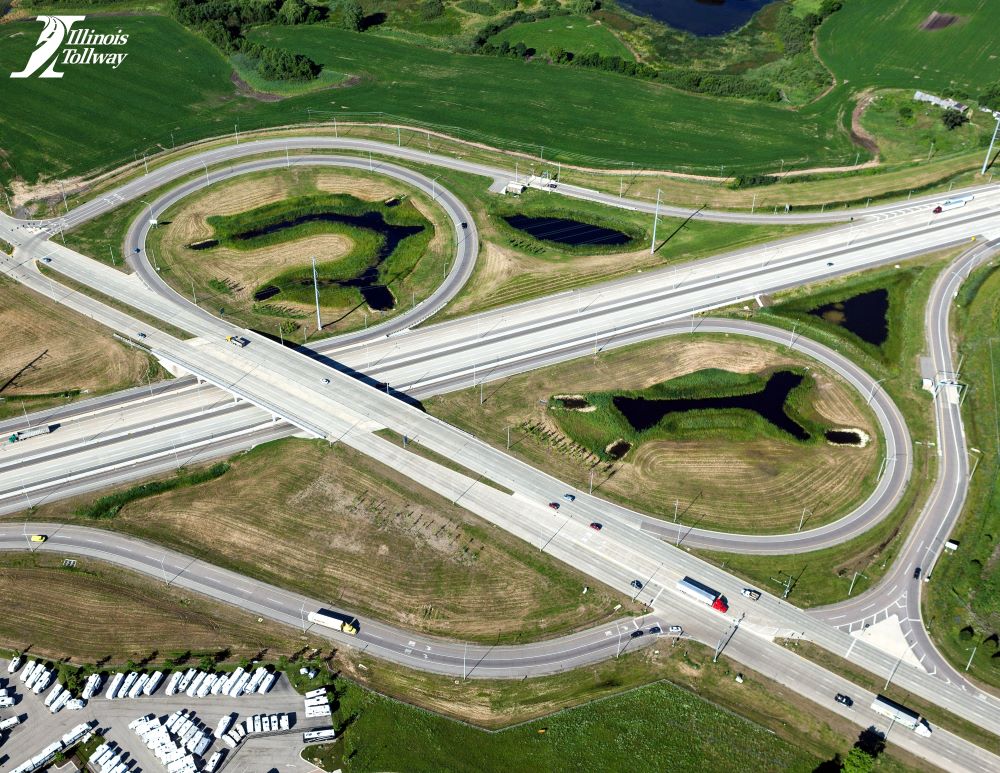 Ariel view of the I-90 Tollway and Route 47 Interchange in Huntley