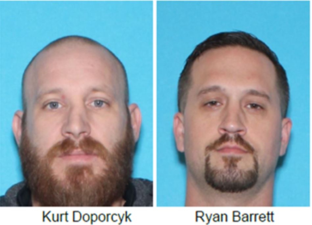 Kurt E. Doporcyk, 41, of Algonquin and Ryan T. Barett, 32, of Huntley were apprehended by authorities on Aug. 3, but were released on bond