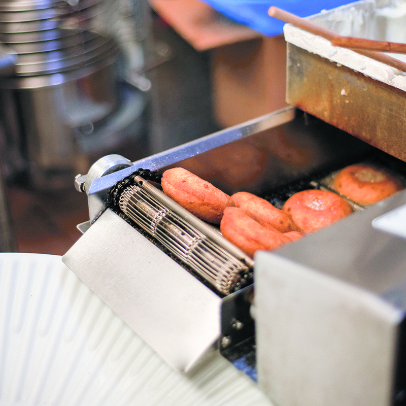 Ellen Bakke's famous Morkes donuts being prepared for customers.