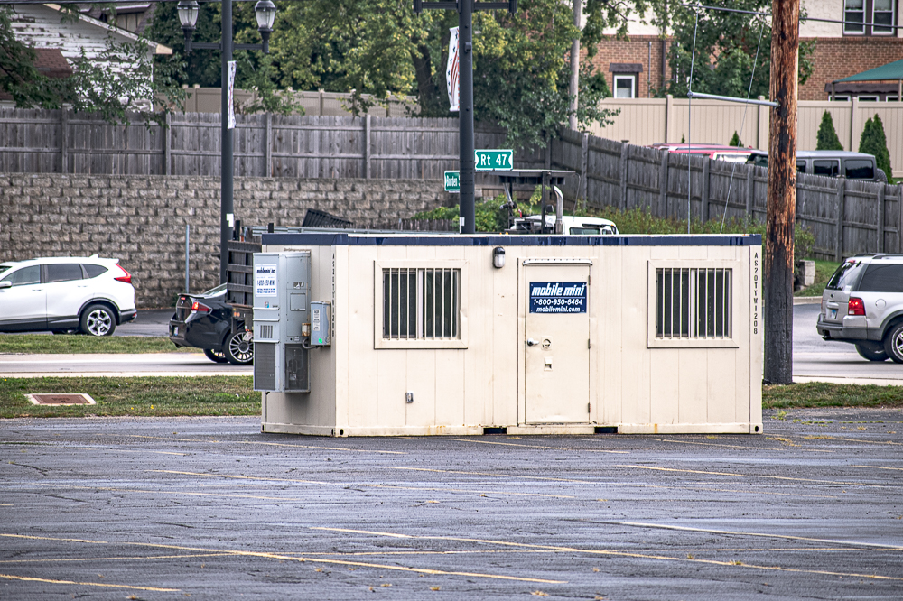 Huntley's Center for COVID Control mobile testing office located in the Union Special Plaza parking lot prior to its suspension of services