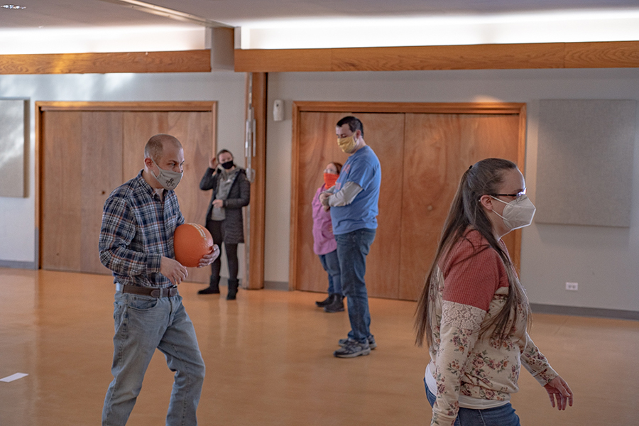 Elke Bravos (foreground, right) leads activities for the Bright program.