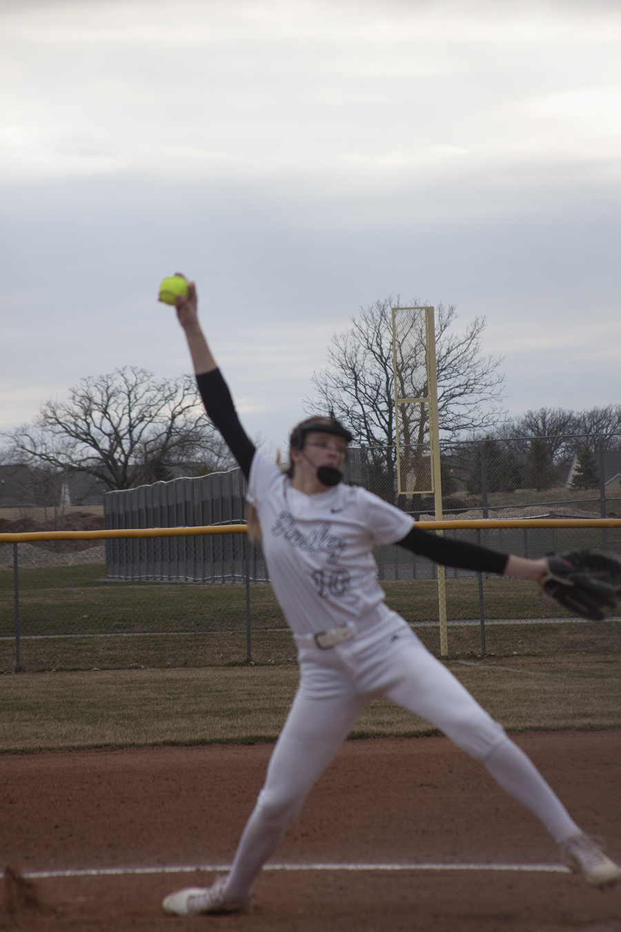 Huntley senior pitcher Jori Heard fires a strike home against Prairie Ridge. Heard threw a no-hitter in the Red Raiders' 16-0 victory April 12.