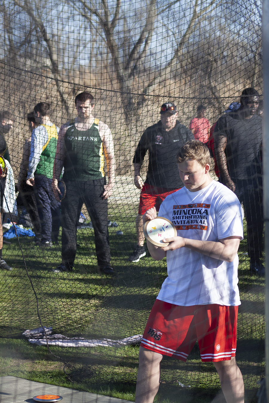 Huntley senior Hayden Swim readies to throw the discus at the Lake Zurich meet April 21.