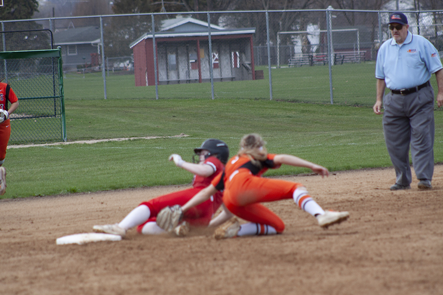 Alyssa Ekstrom of Huntley slides into third base against St. Charles East at the Marengo Tournament April 23. HHS lost 1-0 but bounced back to beat Lincoln Way East 1-0.