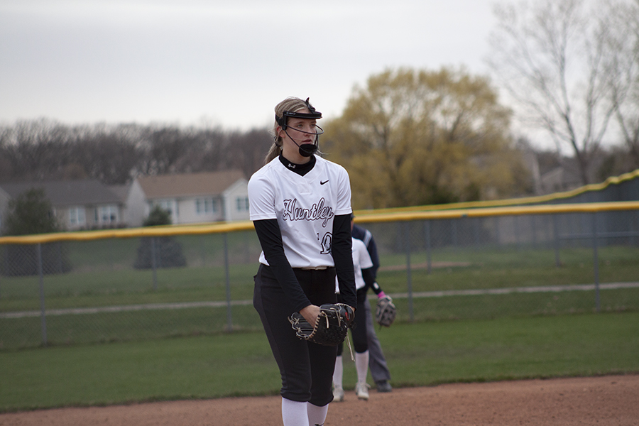 Huntley senior pitcher Jori Heard throws a strike against McHenry April 27. The senior has recorded three perfect games this season.