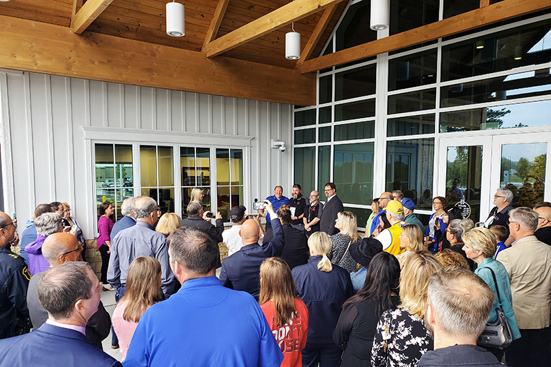 Huntley residents arrived for the grand opening of the remodeled Huntley Area Public Library.