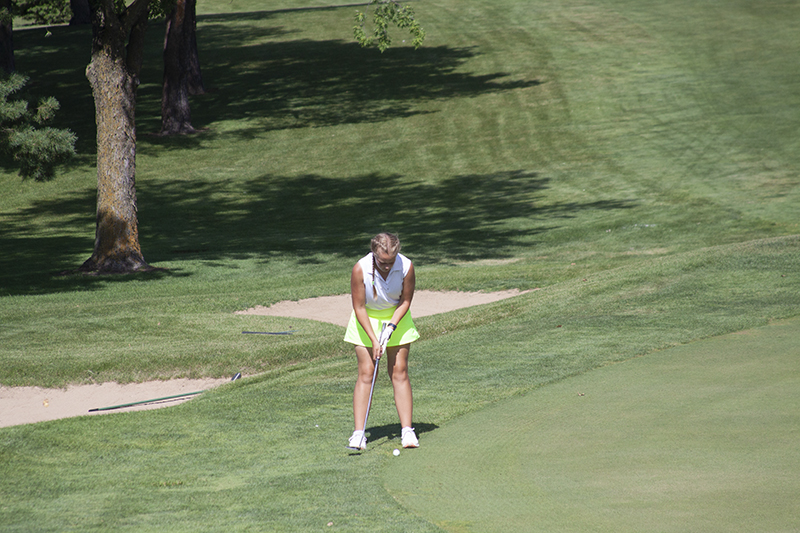 Huntley golfer Aubrey Dingbaum competes in the girls age 16-19 division at the McHenry County Jr. Golf Association tournament June 30.