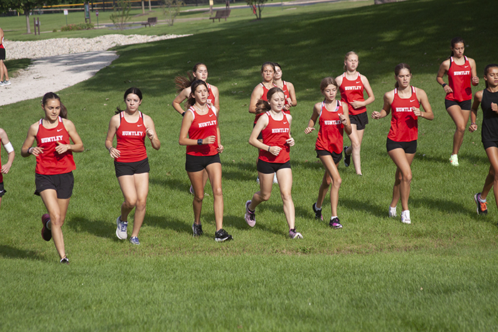 Huntley High School girls cross-country team works out during time trial day Aug. 13 at Deicke Park