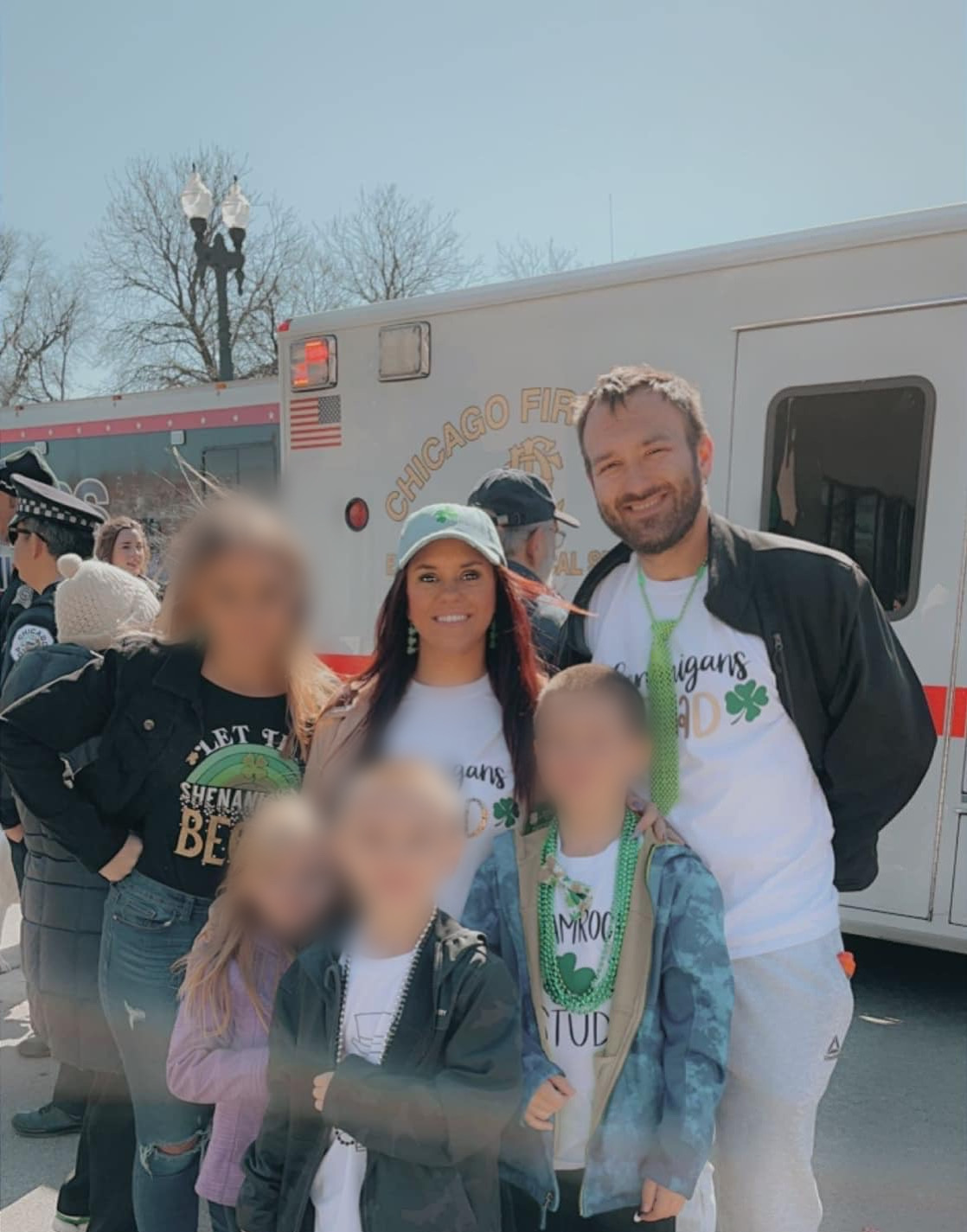 Thomas Dobosz, 32, of Rolling Meadows was the sole survivor of a July 31 traffic accident that took the lives of his wife Lauren, 31, (Center) and their four children.