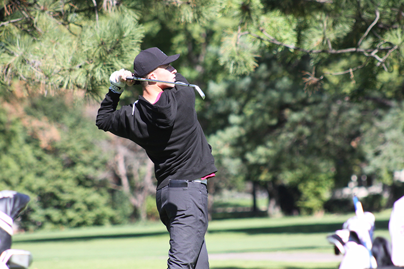 Huntley senior Brendan Busky concentrates on a shot at the IHSA Class 3A regional tournament Sept. 28 at Pinecrest Golf Club.Busky finished in a tie for second place and the Red Raiders qualified for a team spot at sectional.