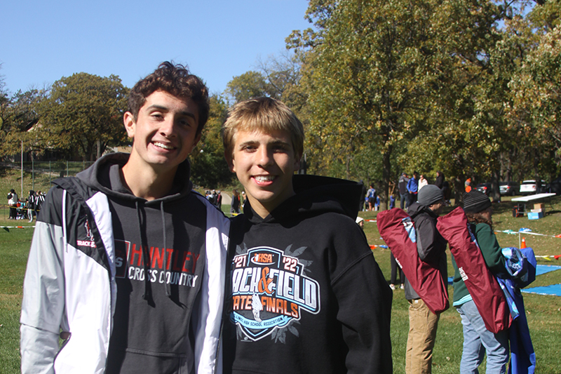 Huntley senior Ty Rasmussen, left and sophomore Tommy Nitz after the Fox Valley Conference cross country meet Oct. 15.