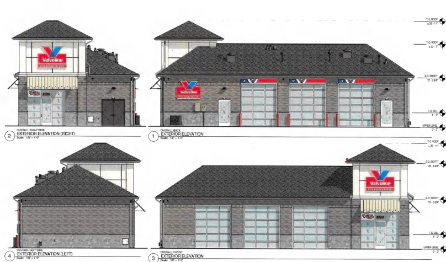 A rough rendition of the Valvoline Instant Oil Change facility petitioners Core Huntley, LLC presented to the board.