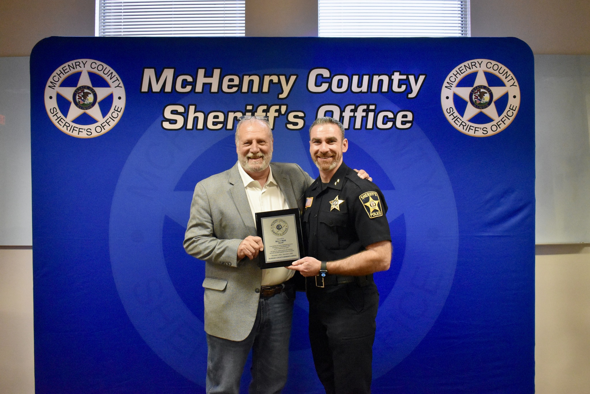 McHenry County Sheriff Bill Prim (left) officially retired from the position on Dec. 1. McHenry County Undersheriff Robb Tadelman (right) was sworn in as the new sheriff.