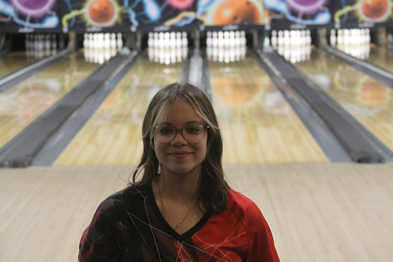 Sophomore Erica DeBello is a leader for the Huntley girls bowling team..