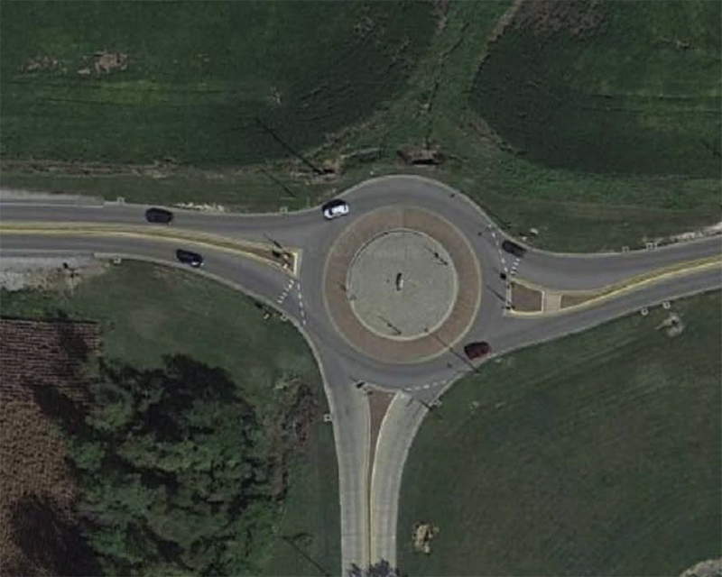 A rendering of a potential roundabout proposed for the Kreutzer/Dundee intersection.