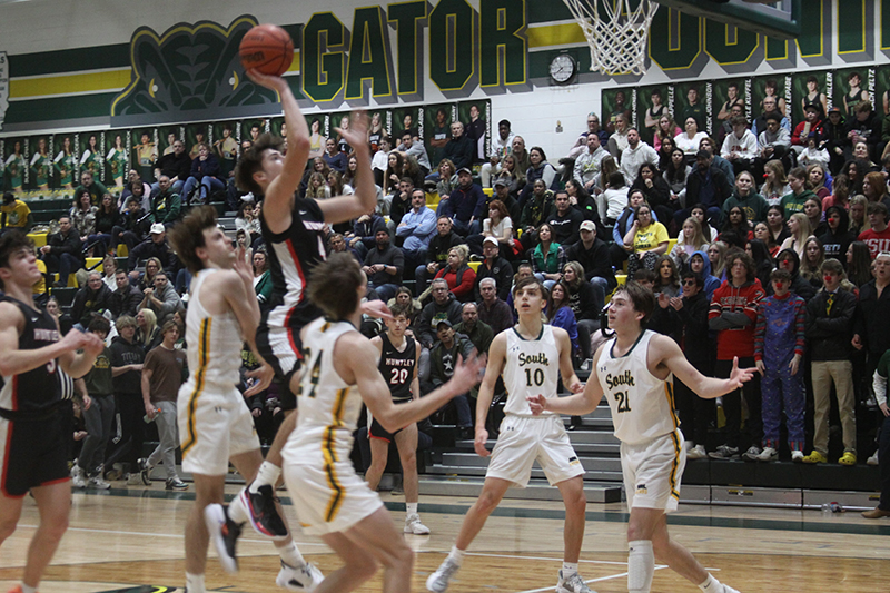 Huntley senior Ian Ravagnie goes for two points against Crystal Lake South. He has contributed 17-and 20-point contests of late. HHS is the top seed at the Hononegah regional and plays Feb. 22 in the regional semifinal.