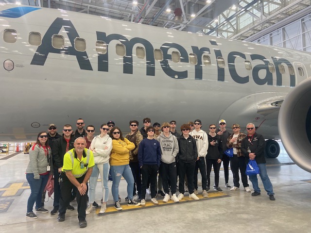 Huntley High School's Project Lead the Way visited an airplane hangar's operation at O'Hare International Airport.