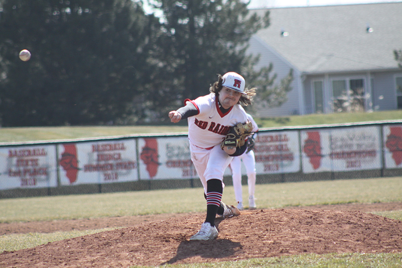 Huntley senior pitcher Derek Huber fires a pitch for a strike against Crystal Lake Central in a Fox Valley Conference game.