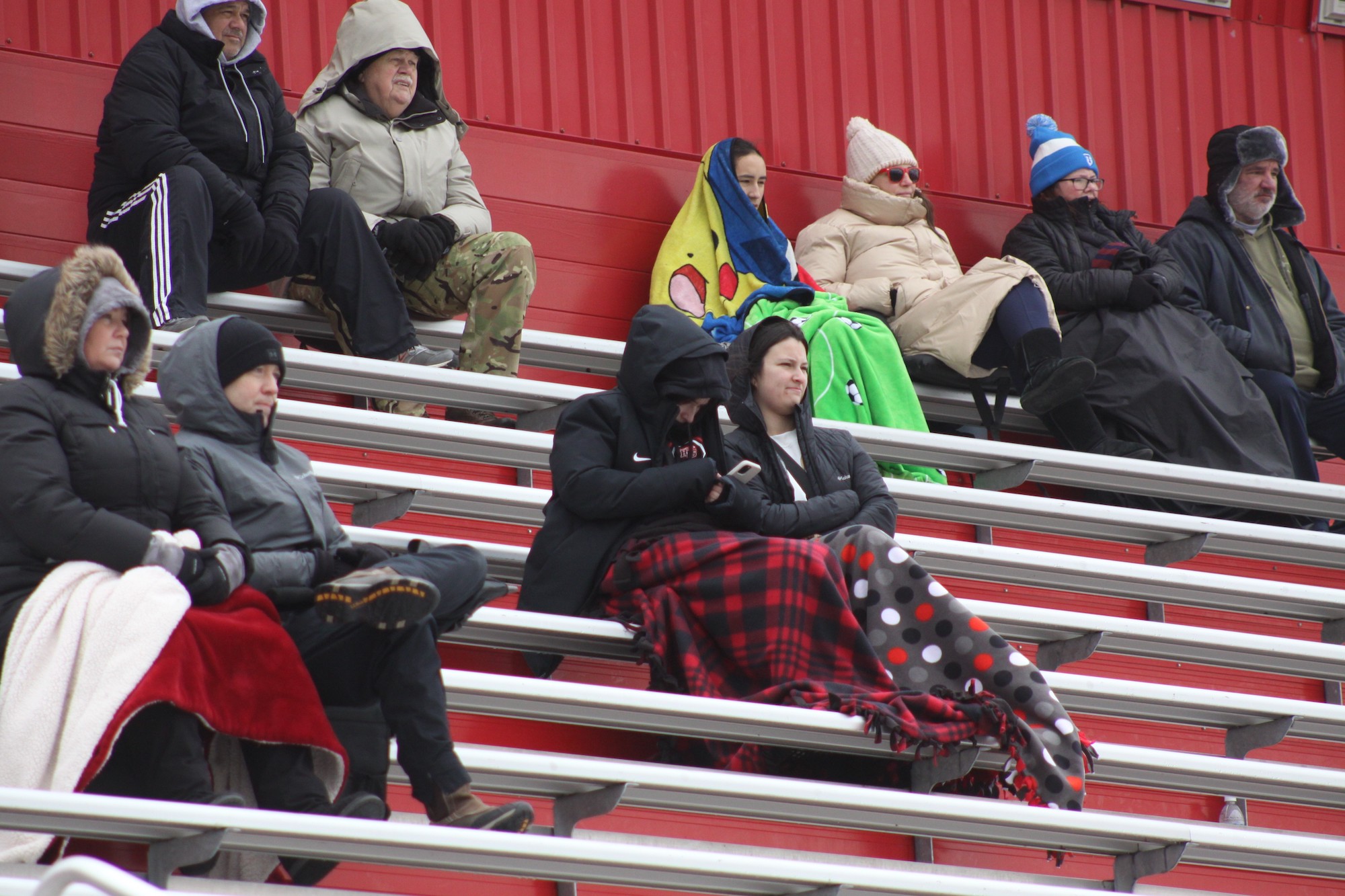 The weather was a challenge for all attending the Huntley girls soccer tournament April 1. Mother Nature wasn't fooling with cold, sleet and wind. The Red Raiders won the tournament title.