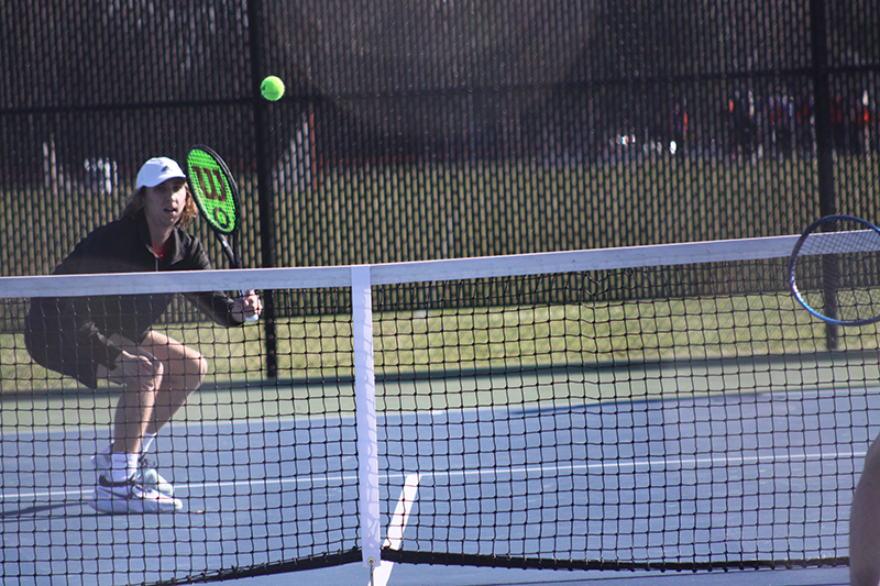 Huntley senior tennis player Ben Hein concentrates on a shot during a doubles match at Crystal Lake Central. HHS won 4-3.