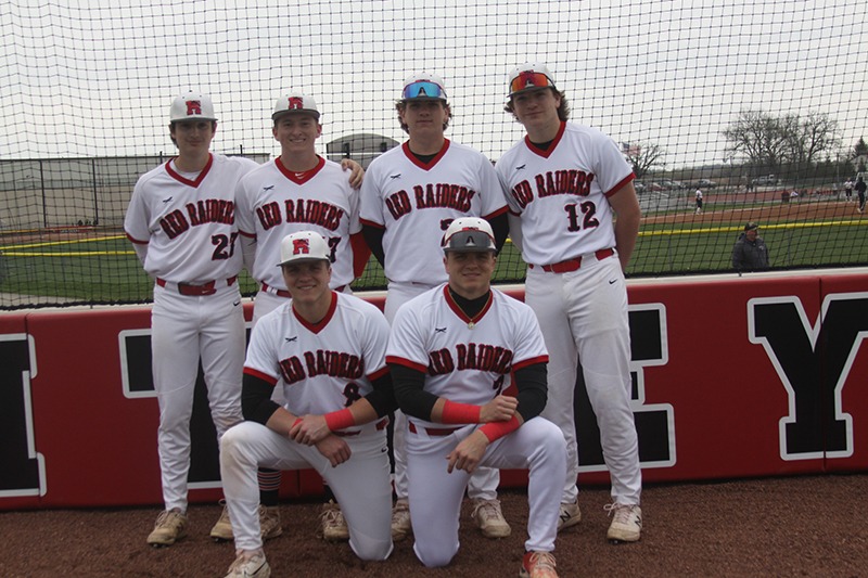 Three sets of brothers are on the HHS baseball team. Front row: Brayden and Ryan Bakes. Back row: Ryan Dabe, Mike Dabe, Dillon Putty, AJ Putty.