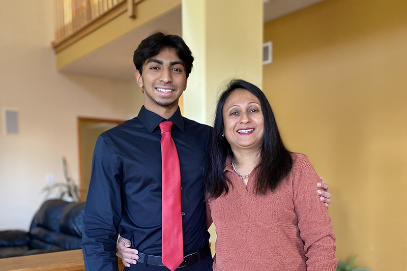 Huntley High School graduation student speaker Yehan Subasinghe is shown with his mom Sherryl.