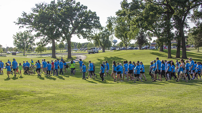 Participants begin their walk at Deicke Park at the Huntley Park District's kickoff of the GO Huntley program.