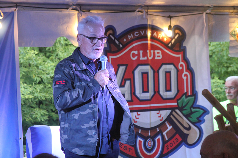 Former Chicago Cubs Manager Joe Maddon, who led the team to the 2016 World Series title, speaks at a Club 400 event Aug. 17.