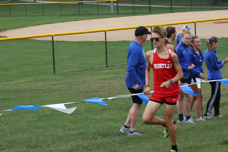 Huntley runner Brandon Thompson heads to the finish line at the McHenry County cross country meet.