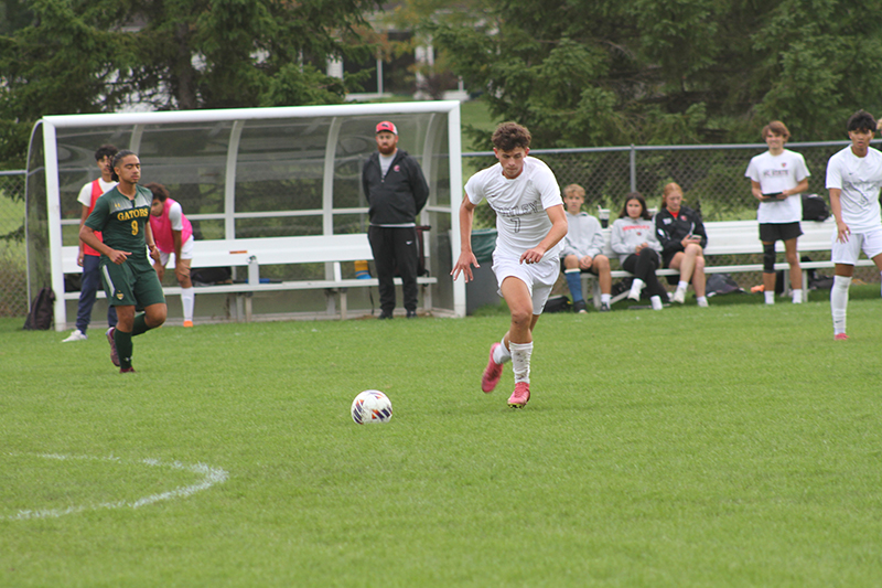 Huntley junior Mason Leslie works to start a play. Leslie scored a goal in Huntley's 4-2 Fox Valley Conference victory over Crystal Lake South Sept. 28.