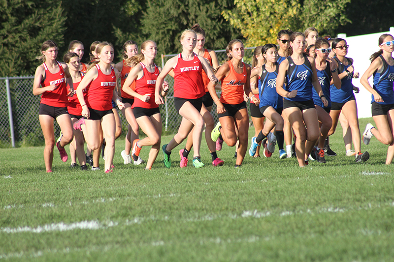 Huntley High School hosted a cross country triangular Oct. 3 with Burlington Central and McHenry. Girls seek a strong start.