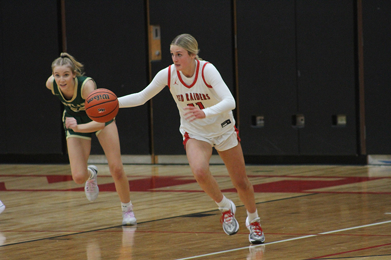 Huntley junior Anna Campanelli brings the ball up-court against Boylan Catholic. Huntley finished 2-2 at the Dundee-Crown Thanksgiving Tournament.