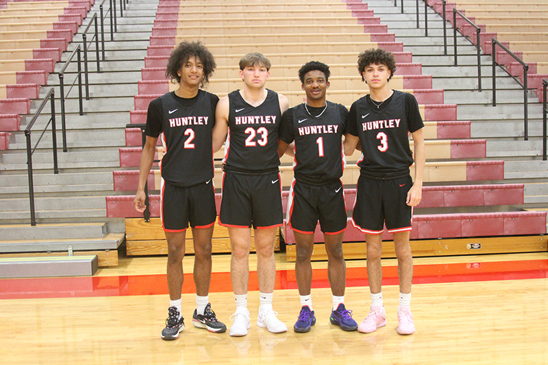 Huntley seniors leading the way into the 2023-24 boys basketball season are, from left, Omare Segarra, Ethan Blackmore, Bryce Walker and Lucas Crosby.