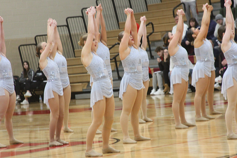 Huntley varsity dancers perform their routine at thr HHS Dance Invite Jan. 6.