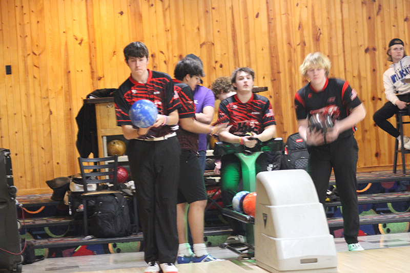 Huntley bowler Austin Tenglin concentrates before throwing the ball.