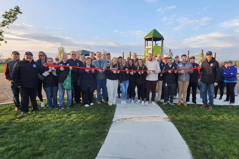 The Huntley Area Chamber of Commerce and Huntley Park District held a ribbon cutting ceremony for the new Coach's Park at Cider Grove subdivision.