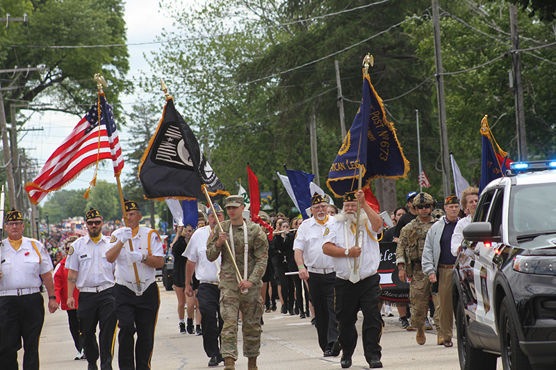 Huntley American Legion Post 673 color guard members led the Memorial Day parade at Main Street.