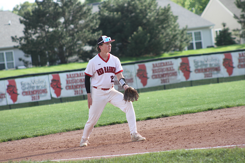 Huntley third baseman Marco Stawski is ready for a grounder in a game against Streamwood.