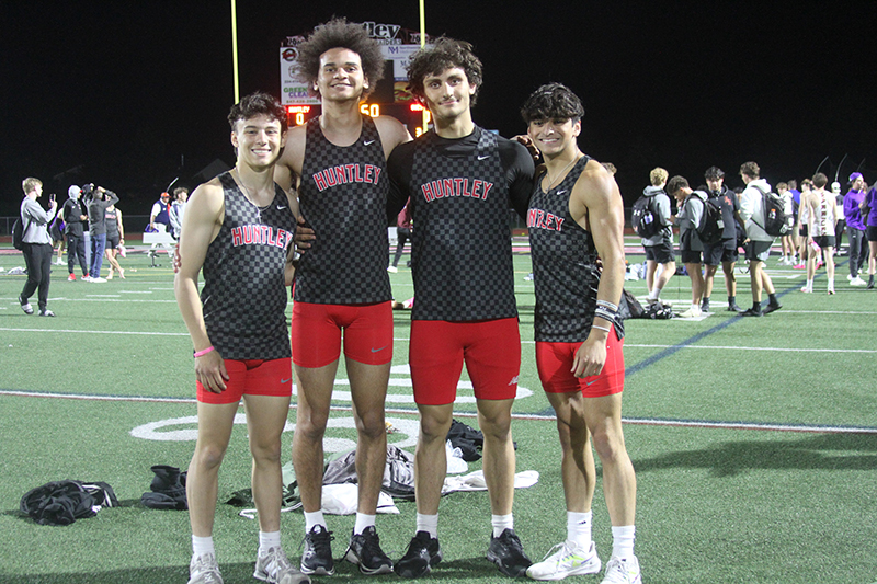 This Huntley relay squad qualified for the IHSA Class 3A State Track And Field Meet in both the 4x100 and 4x200-meter relays. From left: Vinny Costa, Talon Sargent, Dom Giuseffi and Lex Giron.