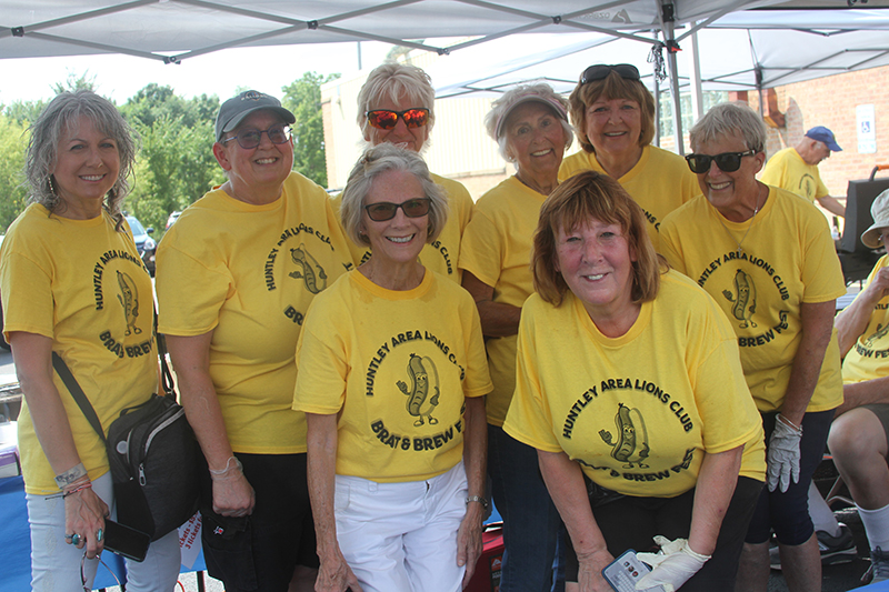 Huntley Area Lions Club members helped at the club's Second Annual Brat and Brew fest held Aug. 3 at Sew Hop'D Brewery and Taproom. Members taking orders include Kari Freeman, Rose Asmus, Deb Junkins, MaryAnn Gower, Susie Ekstrom, Stephanie Petty and Char McGraw.