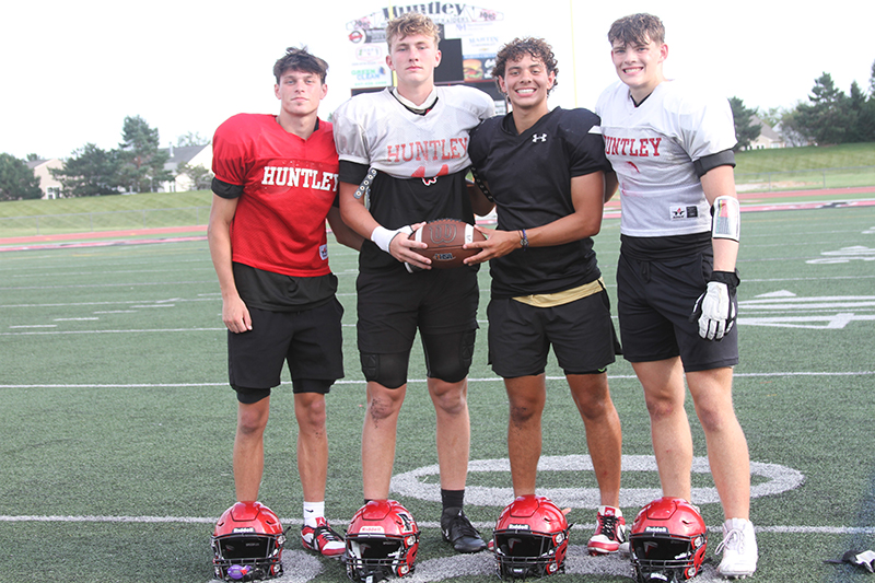 Four seniors were selected as team captains for the Red Raiders football team. From left: Zach Rysavy, Colin Hochmuth, Braylon Bower and Grant Tucker.