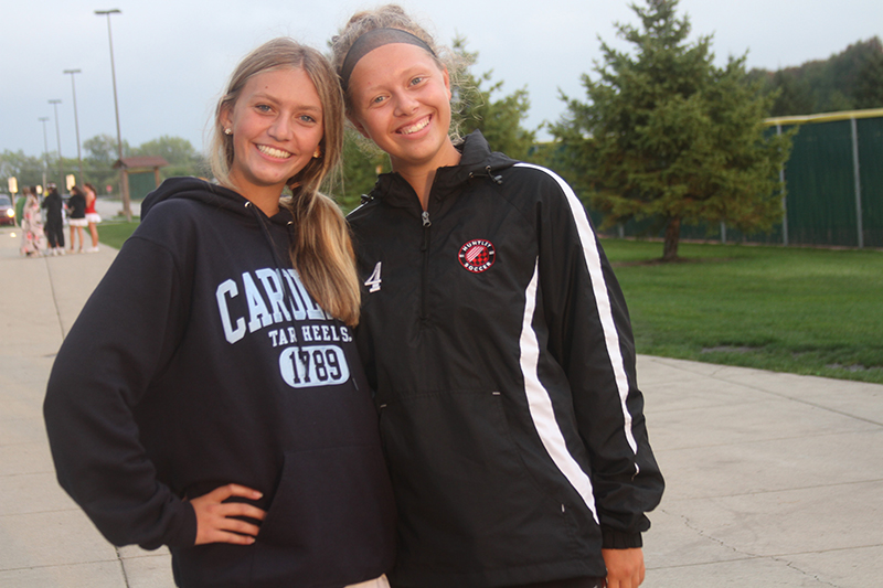 Huntley's tennis doubles team of Kate Burkey, left, and Carlie Weishaar will lead the Red Raiders.