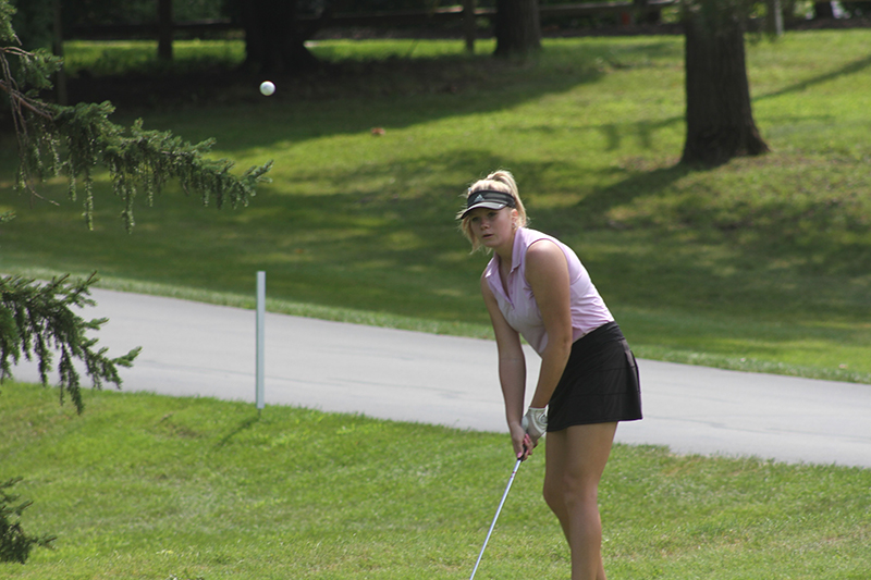 Huntley senior Maddie Sloan hits a shot during a summer McHenry County Jr. Sports Association tournament.