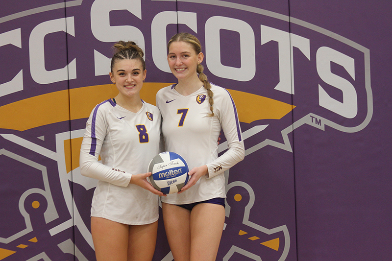 Amanda Schaffer, of Huntley, left and Emily Willis, a HHS alumna, are helping McHenry County College's volleyball team have a strong season.