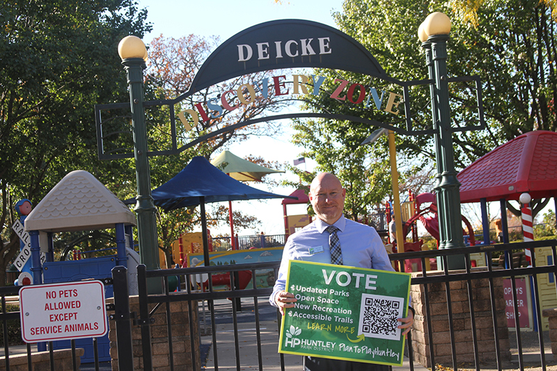 Huntley Park District Executive Director Scott Crowe at Deicke Park Discovery Zone.