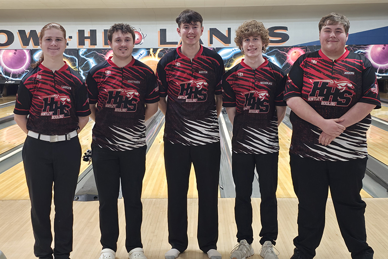 Five Huntley seniors lead the boys bowling squad this year. From left: Landen Conforti, Matthew Fishman, Austin Tenglin, Nick Gaspari and Joe Humphrey.