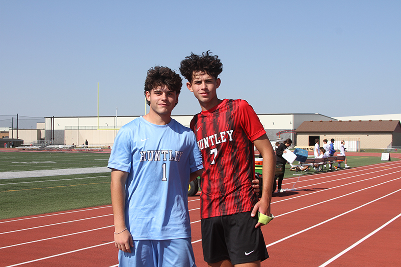 Huntley soccer players Jeremiah Reynolds, left and Mason Leslie earned All-Fox Valley Conference status.