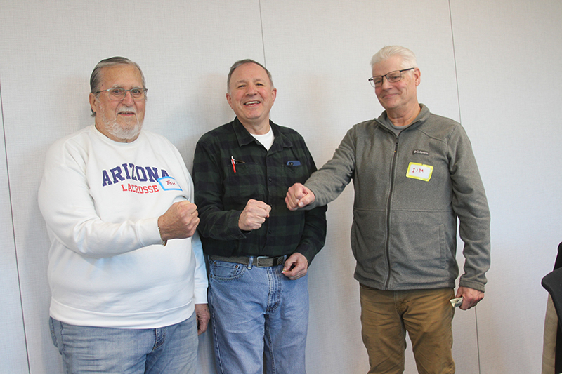 The Chi-Town Sports Trivia Group meets the first Friday each month at Huntley Area Public Library. Winners at the Jan. 3 gathering were, from left: Tom Rudis, John Hudal and Jim Sverty.