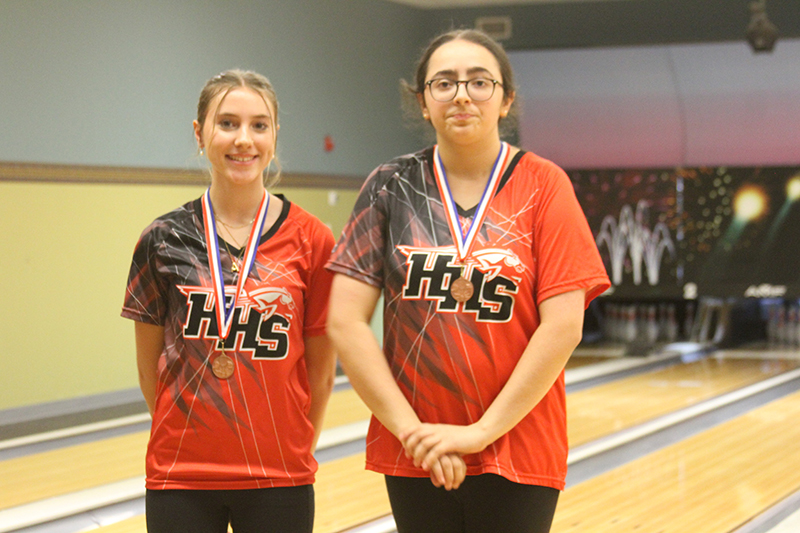 Huntley girls bowlers Ashlyn Tenglin, left and Prianca Waters, won all-Fox Valley-Kishwaukee River Conference honors.