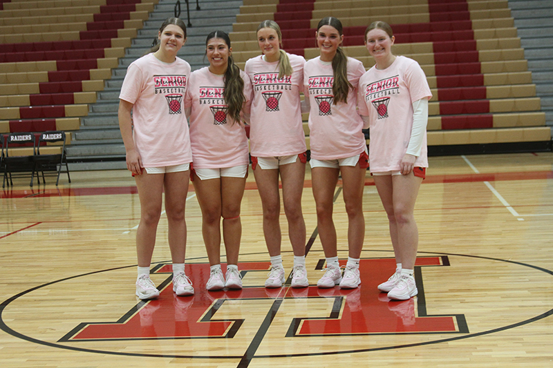 Five Huntley girls basketball seniors were honored during a senior night program Feb. 10. From left: Paula Strzelecki, Madison Diaz, Anna Campanelli, Ava McFadden and Isabella Boskey.